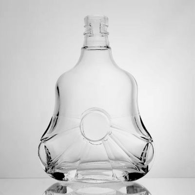 wholesale custom empty clear unique special shape cork top thick base luxury whiskey wine spirits 700 ml glass bottle