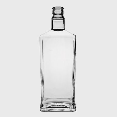 wholesale hot special oblong shape Guala cork top thick base clear empty luxury whiskey 750 ml glass bottle 