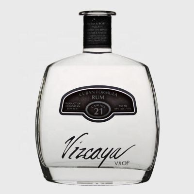Super flint thick bottom cap cork top decal custom printed luxury Gin XO 750ml liquor 1000 ml glass bottles 
