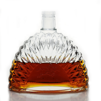 Private Special Shaped Fashion 1 liter Luxury Spirits Cognac Xo Liquor Glass Engraved Vodka Napoleon Brandy Bottle 1l