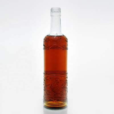 0.5l Round Shape Label Panel Ultra White Spirits Container 750ml Vodka Custom Glass Screw Ropp 500ml Liquor Bottle 
