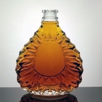 Factory Supply 750ml Crystal Glass Xo Rum Cognac whisky unique shaped 500ml glass Bottles 