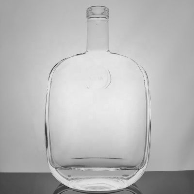 Flat Heavy 1l Spirit Bottle With Cork 100cl Rum Whisky Alcohol 1 litre Vodka Bottle Manufacture Empty Liquor Glass Bottles