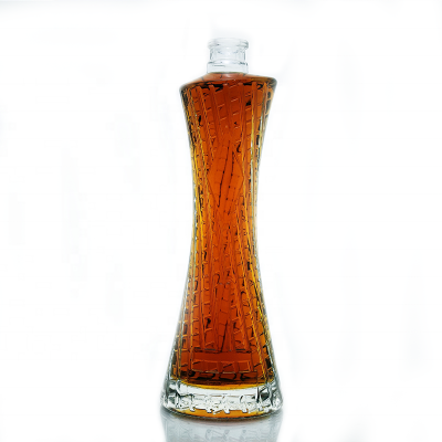 Fancy Shaped 50cl Embossed Glass Spirit Bottles For Vodka Gin Beverage Exclusive 500ml Personalized Liquor Bottles
