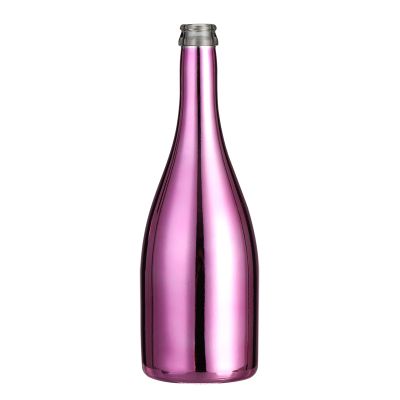 Wholesale wine glass bottle Personalized UV Pink Champagne Glass Bottle With Polymer Cap 