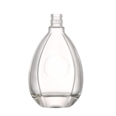 high quality luxury 500 ml clear empty glass bottle whisky liquor wine glass bottle with crown 