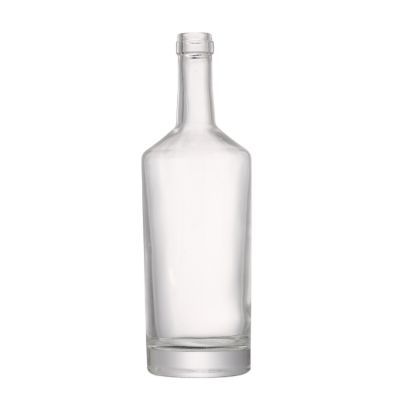 Custom tall round 700 ml transparent liquor wine empty glass bottle with stopper 