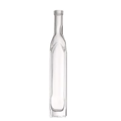 Competitive price of fancy glass decorative 375 ml clear thin glass liquor wine bottle 