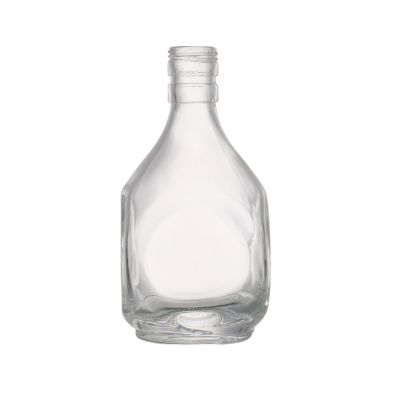 High quality transparent 350 ml vodka whisky square glass liquor bottle with screw 