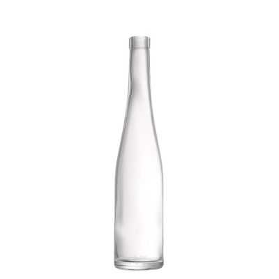High Quality 500 ml Thin Long Neck Custom Transparent Glass Liquor Wine Bottle With Cover