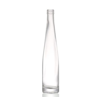 Manufacture customized thin long neck wine 350 ml glass liquor bottle with screw 