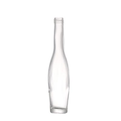 Custom made transparent round slender 250 ml small wine alcohol glass empty bottle with screw 