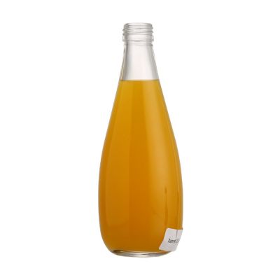 New design custom juice milk drinking beverage 350 ml glass bottle with screw