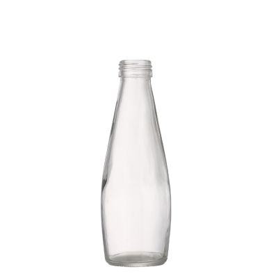 Clear Empty Custom Shape Screw lid Glass 250ml Juice Bottle 