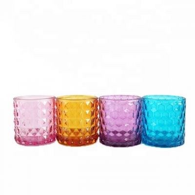 4 Colors Round Cylinder Glass Candle Holder 