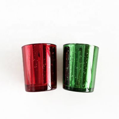 Mini size 100ml red/green electroplated glass candle holders for home decoration 