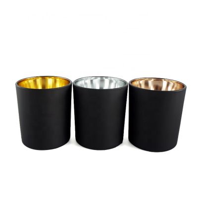 10oz home decorative wedding luxury gold rose gold silver electroplating matte black glass candle holders cup
