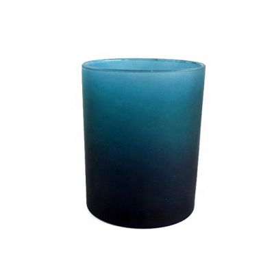  2020 popular iridescent green to black glass candle jar 8oz faded flat votive candle cup 