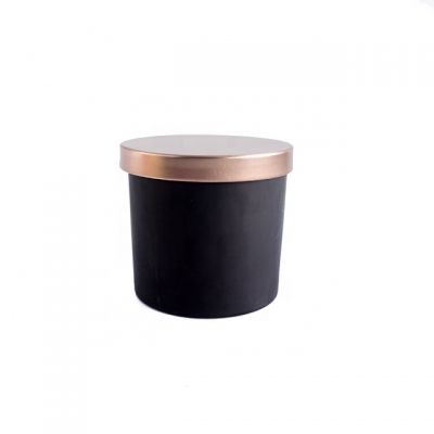 Black Matte Frosted Plating Inner Rose Gold Glass Candle Holder Jar 6oz With rose gold metal lid