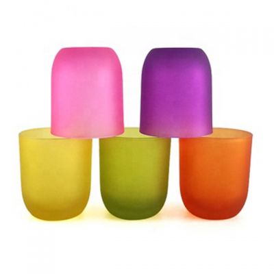 8oz Multi Color Frosted Glass Candle Holders 