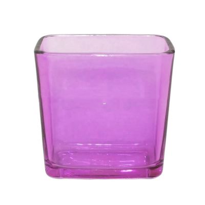 Wholesale Colorful Square Glass Candle Holder For Home Decoration