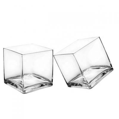 6*6cm clear square candle glass jar holder and container for decoration party wedding home