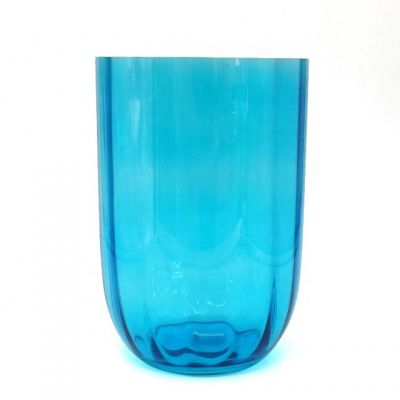 Extra Large Blue Glass Hurricane Candle Holder Tall Hurricane glass candle jar