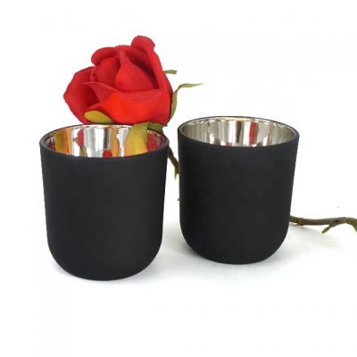 Customized 180ml silver plated matte black candle holder glass