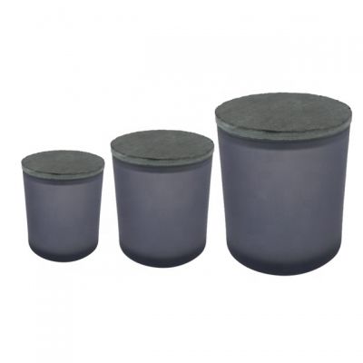 Home Decoration Use and Handmade Translucent Candle Holders With Slate Lids