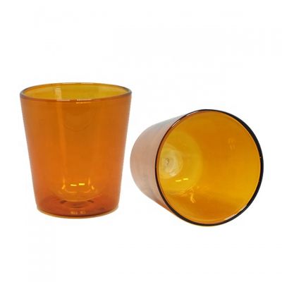 cone shape amber color votive glass candle cup