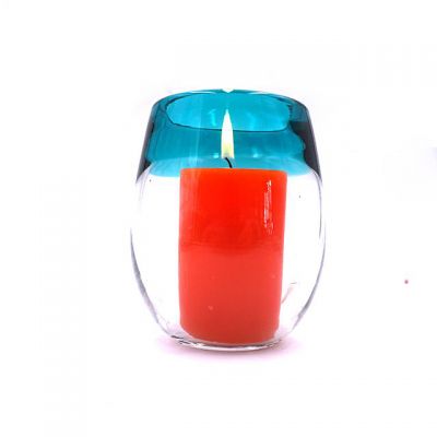 popular egg shaped tealight glass 15oz glass candle jar
