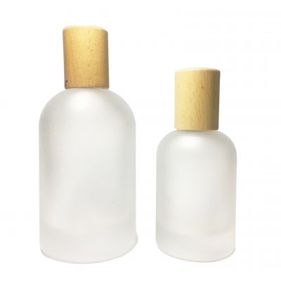 50ml 100ml clear frost perfume spray bottle glass fragrance parfum bottle wooden cap