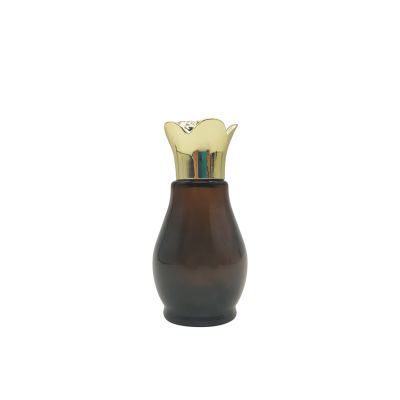 Hot stamping luxury 10ml gourd glass essential oil bottle with gold UV screw cap