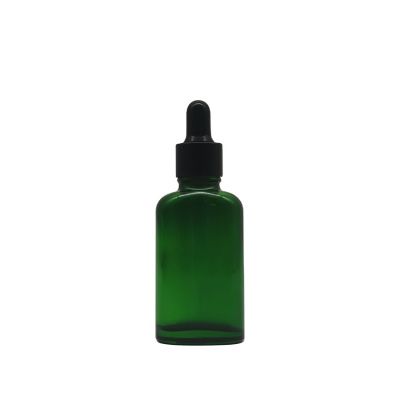 China Factory Direct Sale 30ml Green Flat Dropper Glass Essential Oil Bottle