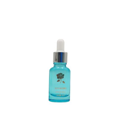 wholesale 10ml blue essential oil glass bottle with silver dropper