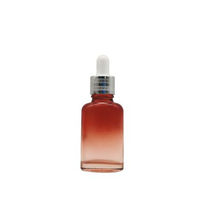 Low Price 20ml Cosmetic Containers Essential Oil Red Glass Dropper Flat Bottle For Skin Care