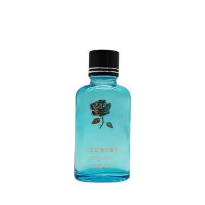 Hot sale 30ml blue essential oil glass bottle with black screw cap