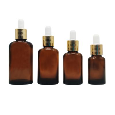 10ml 20ml 30ml 50ml Flat Shaped Amber Glass Essential Oil Bottle With Childproof Dropper Cap