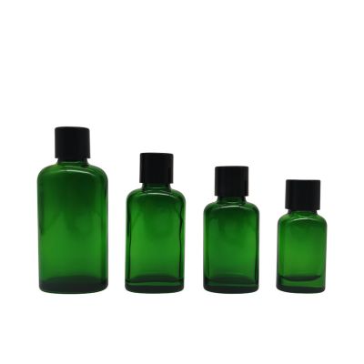 Custom Logo Skin Care 10ml 20ml 30ml 50ml Green Glass E Liquid Olive Oil Bottle With High Quality Black Uv Cap