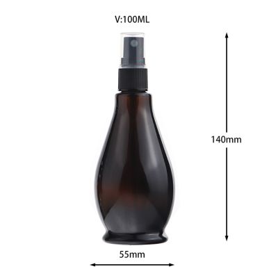 wholesale single gourd shape amber essential oil cosmetic glass spray bottle