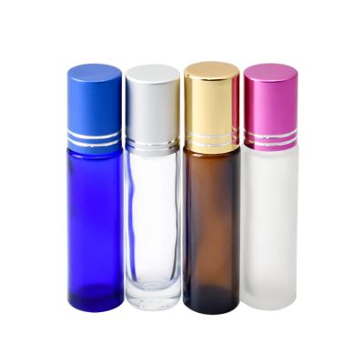Essential oil perfume 5ml 8ml 10ml 15ml clear blue amber glass roll on bottles with roller stainless steel ball