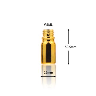 Matt cosmetic 5ml amber flat shoulder gold glass dropper bottle for essential oil
