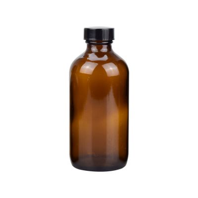 cosmetic packaging containers empty 250ml glass bottle round shape 8 oz bottles 240ml amber glass bottle for essential oil