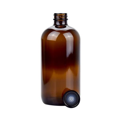 cosmetic packaging containers amber glass bottle 500ml large size round glass bottles 16oz glass bottle with lid