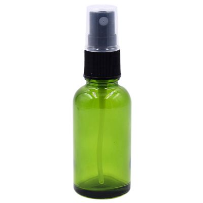 empty packaging bottles serum refillable bottle round shoulder face mist bottle 30ml 50ml green spray bottle with black sprayer 