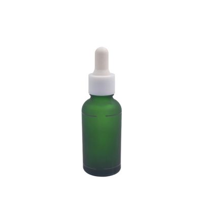 cosmetic serum bottle dropper white 15ml 30ml 50ml green frosted glass bottle for essential oil with dropper