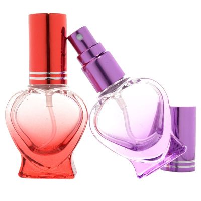 Colorful 10ml Refillable Perfume Glass Spray Bottle Empty Fragrance Packaging Bottle Cute Heart Shaped Bottle