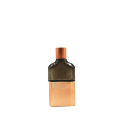 100ml black glass perfume bottle with half UV golden base