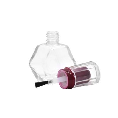 10ml hexagon clear empty gel nail polish glass bottle with clear cap for gel nail polish