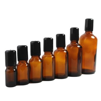 Thick Amber 5ml 10ML Mini Roll On Glass Essential Oil Bottles With Steel Metal Roller ball